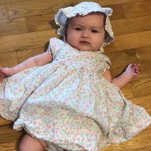 Flower dress with matching hat and bottoms